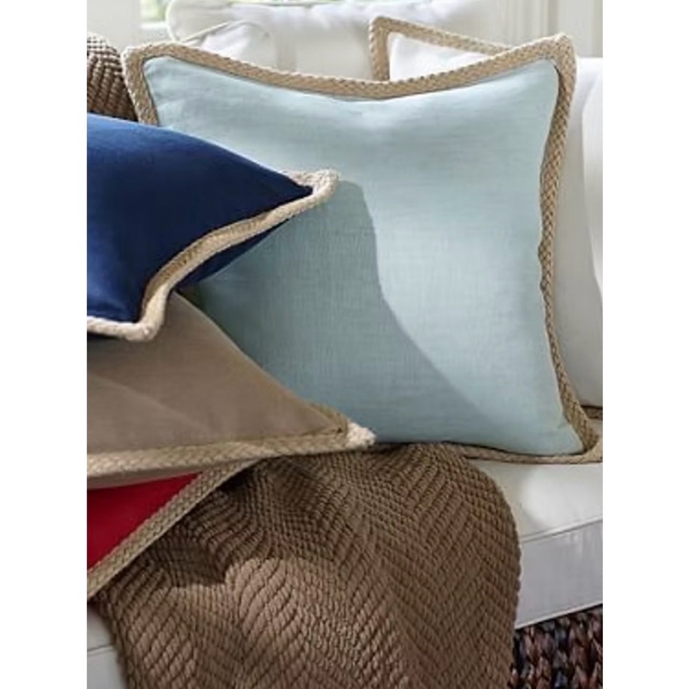 Pottery Barn Linen Pillow Barn Natural Jute Trim 20" in Cream